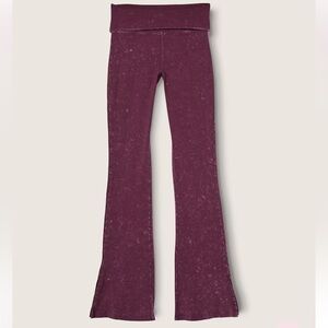 Rich Maroon Red Foldover Flare Legging